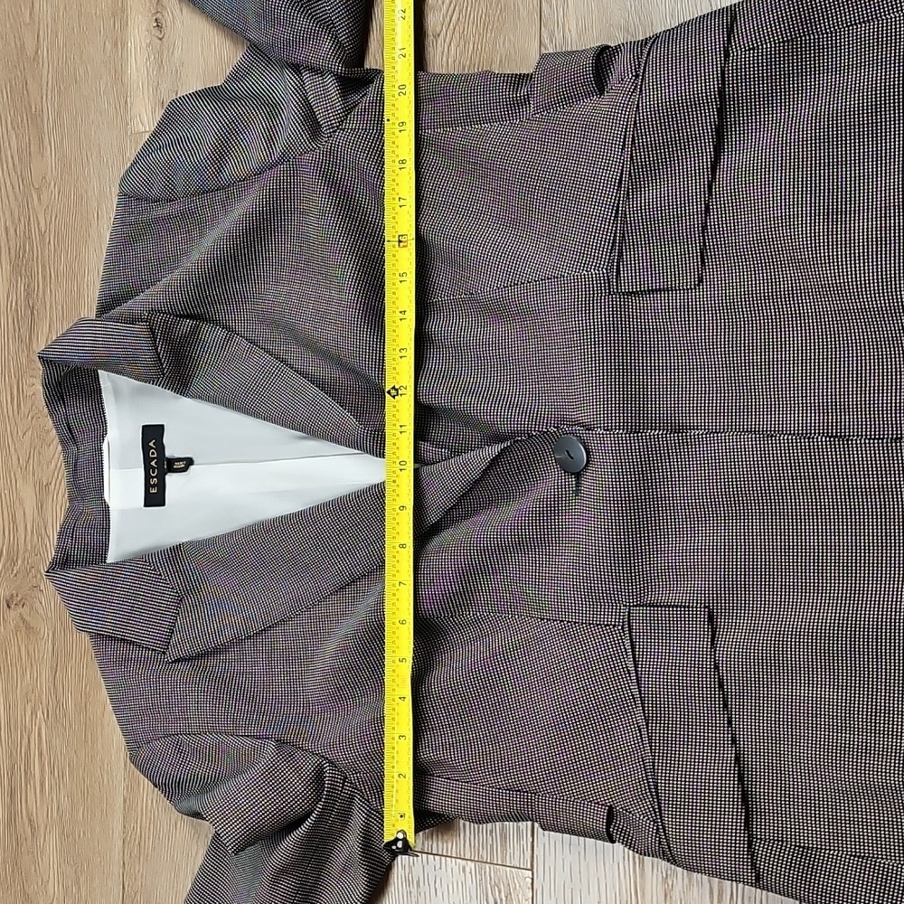 Escada Bentley Wool Blend Black White Notched Lapel Single Button Jacket Blazer - Picture 16 of 16